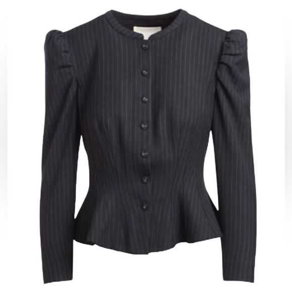 Rebecca Taylor pinstripe navy blue jacket blazer, New with tags, Sz 4 - Picture 2 of 7